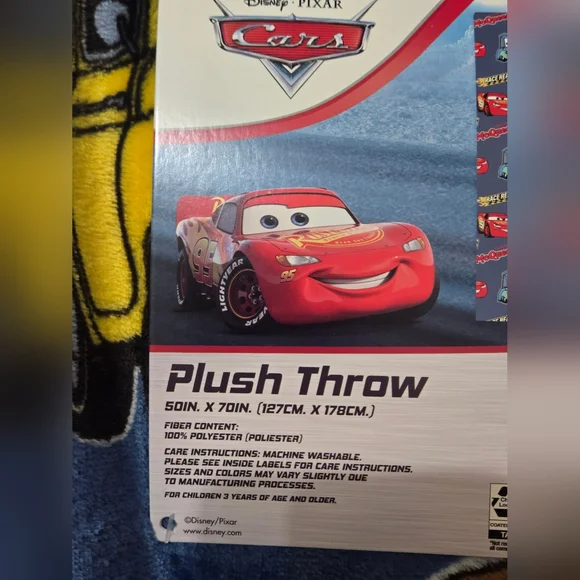 Disney Pixar Cars Blue Plush Throw Blanket - Picture 4 of 6